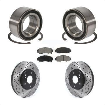 Front Wheel Bearing Coated Drilled Slotted Brake Rotor Pad Kit For Honda Accord Acura TSX KBB-115578