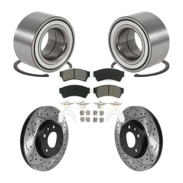 Front Wheel Bearing Coated Drilled Slotted Brake Rotor Pad Kit For 2009-2013 Mazda 6 3.7L KBB-115580