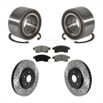 Front Wheel Bearing Coat Drill Slot Brake Rotor Pads Kit For 2013-2014 Chevrolet Sonic RS KBB-115584