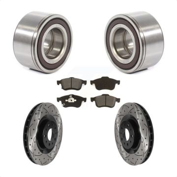 Front Wheel Bearing Coated Drilled Slotted Brake Rotor & Pads Kit For 2014-2018 Fiat 500L KBB-115585