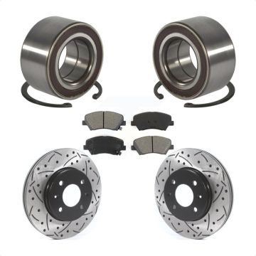 Front Wheel Bearing Coated Drilled Slotted Disc Brake Rotors And Pads Kit For Kia Rio KBB-115586