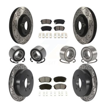 Front Rear Bearing Coated Disc Brake Rotor Pad Kit (10Pc) For Hyundai Tucson Kia Sportage KBB-115593
