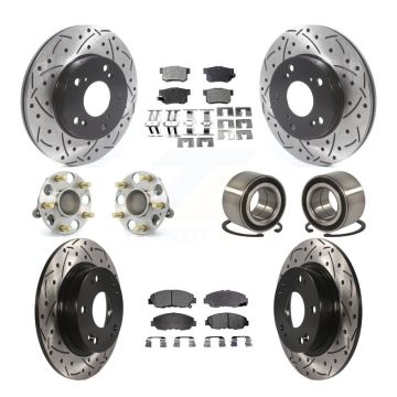 Front Rear Hub Bearing Coated Disc Brake Rotor And Ceramic Pad Kit (10Pc) For Honda Civic KBB-115596