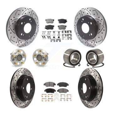 Front Rear Hub Bearing Coated Disc Brake Rotor And Ceramic Pad Kit (10Pc) For Honda Civic KBB-115603