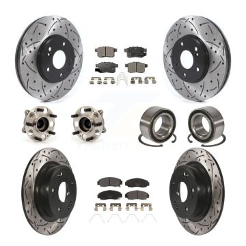 Front Rear Hub Bearing Coated Disc Brake Rotor Pads Kit (10Pc) For Honda Accord Acura TSX KBB-115604
