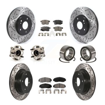 Front Rear Hub Bearing Coated Disc Brake Rotor Pads Kit (10Pc) For Honda Accord Acura TSX KBB-115605