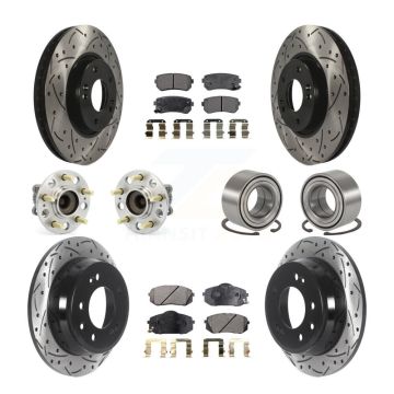 Front Rear Hub Bearing Coated Brake Rotor Pads Kit (10Pc) For Hyundai Tucson Kia Sportage KBB-115609