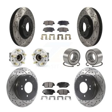 Front Rear Hub Bearing Coated Brake Rotor & Pads Kit (10Pc) For Hyundai Sonata Kia Optima KBB-115610