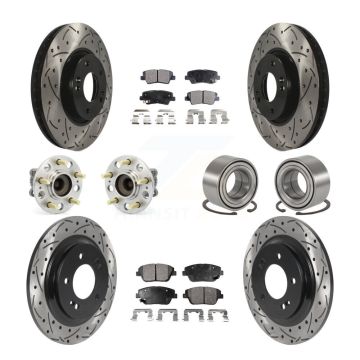 Front Rear Hub Bearing Coated Brake Rotor & Pads Kit (10Pc) For 2013-2015 Kia Optima 2.4L KBB-115611