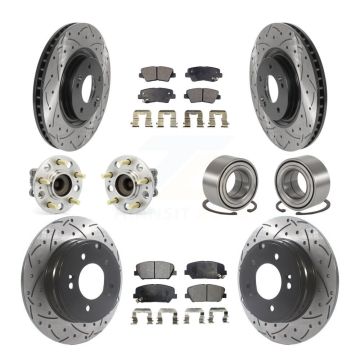 Front Rear Hub Bearings Coated Disc Brake Rotors And Pads Kit (10Pc) For Kia Optima 2.0L KBB-115613