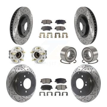 Front Rear Wheel Hub Bearing Coated Disc Brake Rotor And Pad Kit (10Pc) For Hyundai Azera KBB-115615