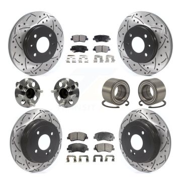 Front Rear Hub Bearing Coated Brake Rotor And Pad Kit (10Pc) For 2012-2017 Hyundai Accent KBB-115625