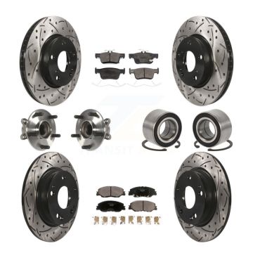 Front Rear Hub Bearing Coated Disc Brake Rotor Pad Kit (10Pc) For 2019-2022 Honda Insight KBB-115628