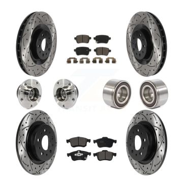 Front Rear Hub Bearing Coated Disc Brake Rotor And Pad Kit (10Pc) For 2014-2018 Fiat 500L KBB-115629