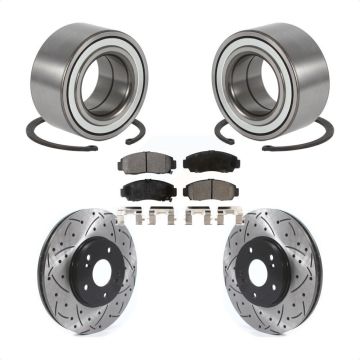 Front Wheel Bearing Coated Drilled Slotted Disc Brake Rotors And Pads Kit For Acura TL CL KBB-115639