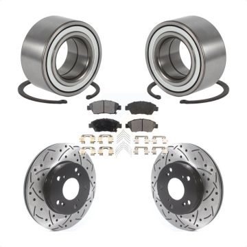 Front Wheel Bearing Coated Drilled Slotted Brake Rotor Pads Kit For Honda Civic Acura RSX KBB-115640