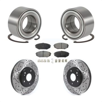 Front Wheel Bearing Coated Drilled Slot Brake Rotor & Pad Kit For 1999-2004 Honda Odyssey KBB-115642