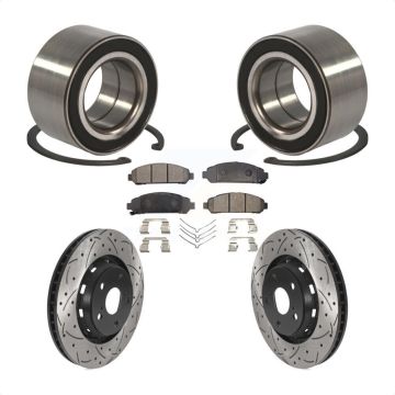 Front Wheel Bearing Coated Drilled Slotted Brake Rotor Pad Kit For 2009-2016 Toyota Venza KBB-115643
