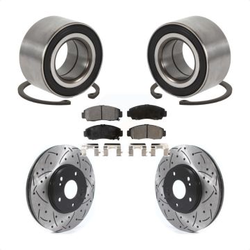 Front Wheel Bearing Coated Drilled Slot Brake Rotor Pad Kit For Honda Accord Acura TSX TL KBB-115644