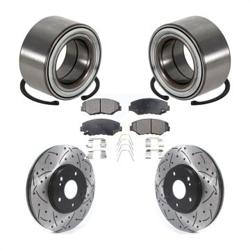 Front Wheel Bearing Coated Drilled Slotted Brake Rotor Pads Kit For 2005-2008 Honda Pilot KBB-115649