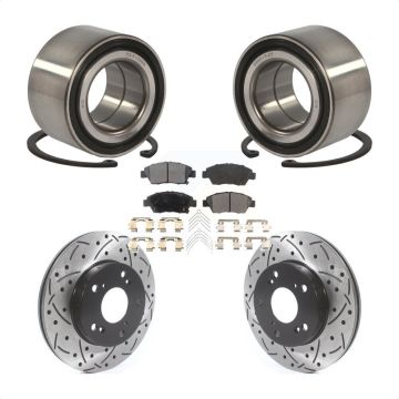 Front Wheel Bearing Coated Drilled Slotted Disc Brake Rotors And Pads Kit For Honda Civic KBB-115651
