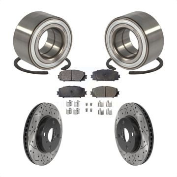 Front Wheel Bearing Coat Drill Slot Brake Rotor Pad Kit For Toyota Yaris Prius C Scion iQ KBB-115652