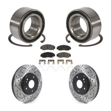 Front Wheel Bearing Coated Drilled Slotted Brake Rotor Pad Kit For Honda Accord Acura TSX KBB-115653