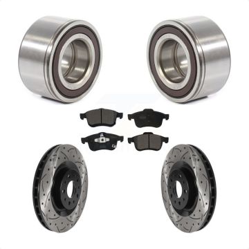 Front Wheel Bearing Coated Drilled Slotted Brake Rotor & Pads Kit For 2014-2018 Fiat 500L KBB-115662