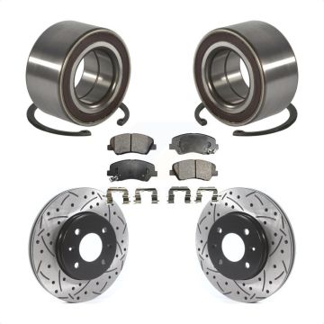 Front Wheel Bearing Coated Drilled Slotted Disc Brake Rotors And Pads Kit For Kia Rio KBB-115663