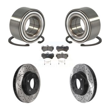 Front Wheel Bearing Drill Slot Brake Rotor Pad Kit For Porsche Cayenne Volkswagen Touareg KBB-115664