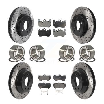 Front Rear Bearings Coated Disc Brake Rotors And Pads Kit (10Pc) For Volkswagen Touareg KBB-115676