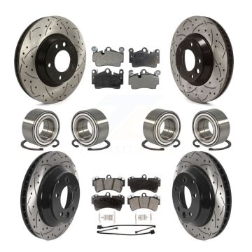 Front Rear Bearing Coated Disc Brake Rotor Pads Kit (10Pc) For Audi Q7 Volkswagen Touareg KBB-115680