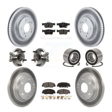 Front Rear Hub Bearing Coated Disc Brake Rotor Pad Kit (10Pc) For 2019-2022 Honda Insight KBB-115682