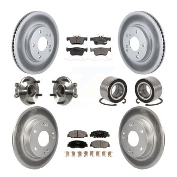 Front Rear Hub Bearing Coated Disc Brake Rotor Pad Kit (10Pc) For 2019-2022 Honda Insight KBB-115692
