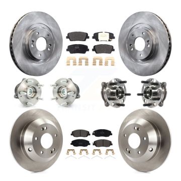 Front Rear Hub Bearings Disc Brake Rotors And Pads Kit (10Pc) For Hyundai Santa Fe XL FWD KBB-115709