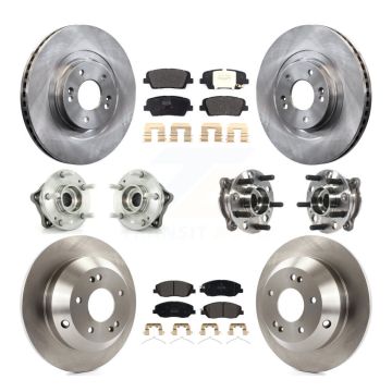 Front Rear Hub Bearings Disc Brake Rotors And Pads Kit (10Pc) For Hyundai Santa Fe XL AWD KBB-115717