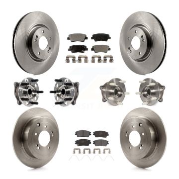Front Rear Hub Bearing Disc Brake Rotor And Semi-Metallic Pad Kit (10Pc) For Kia Sportage KBB-115718