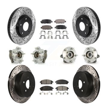 Front Rear Hub Bearing Coated Disc Brake Rotor Pads Kit (10Pc) For 2004-2009 Nissan Quest KBB-115720