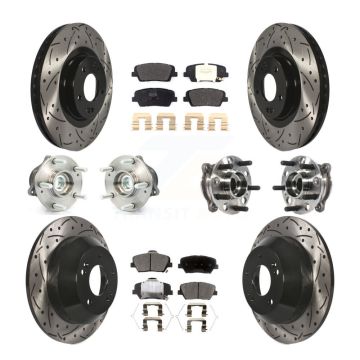 Front Rear Hub Bearing Coated Brake Rotor & Pad Kit (10Pc) For Hyundai Santa Fe Sport FWD KBB-115723