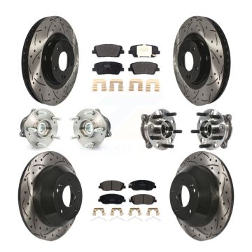 Front Rear Hub Bearing Coated Disc Brake Rotor Pad Kit (10Pc) For Hyundai Santa Fe XL FWD KBB-115724