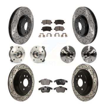 Front Rear Hub Bearing Coated Disc Brake Rotor Pad Kit (10Pc) For 2013-2014 Volvo S60 AWD KBB-115733