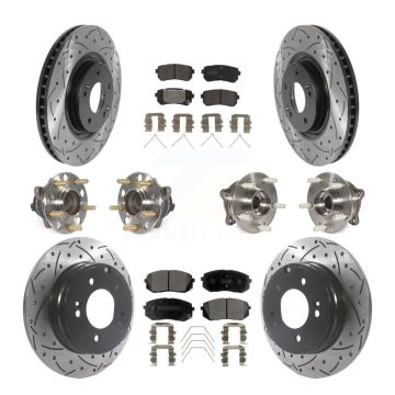 Front Rear Hub Bearing Assembly Coated Disc Brake Rotor And Pad Kit (10Pc) For Kia Optima KBB-115746