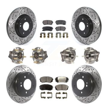 Front Rear Hub Bearing Coat Brake Rotor Pad Kit (10Pc) For 2015 Hyundai Sonata GAS engine KBB-115749