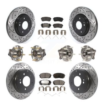 Front Rear Hub Bearing Assembly Coated Disc Brake Rotor And Pad Kit (10Pc) For Kia Optima KBB-115751