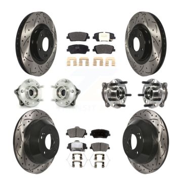 Front Rear Hub Bearing Coated Brake Rotor & Pad Kit (10Pc) For Hyundai Santa Fe Sport AWD KBB-115764