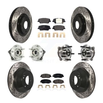 Front Rear Hub Bearing Coated Disc Brake Rotor Pad Kit (10Pc) For Hyundai Santa Fe XL AWD KBB-115765