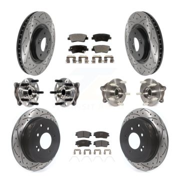 Front Rear Hub Bearings Coated Disc Brake Rotors And Pads Kit (10Pc) For Kia Sportage KBB-115776