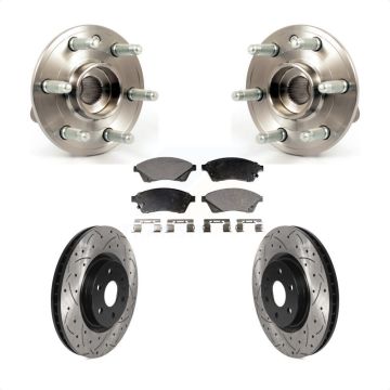 Front Hub Bearing Assembly Coat Drill Slot Brake Rotor Pad Kit For Cadillac SRX Saab 9-4X KBB-115789