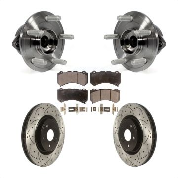 Front Hub Bearing Drilled Slot Brake Rotor Pads Kit For Jeep Grand Cherokee Dodge Durango KBB-115795