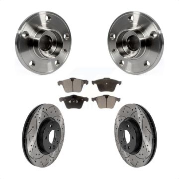 Front Hub Bearing Assembly Coated Drilled Slotted Disc Brake Rotor Pads Kit For Volvo V70 KBB-115796